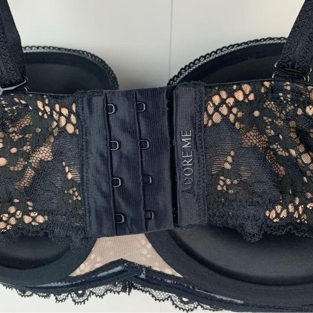 NWT Adore me black Lugo plus Contour strapless contour balconette bra size 38C